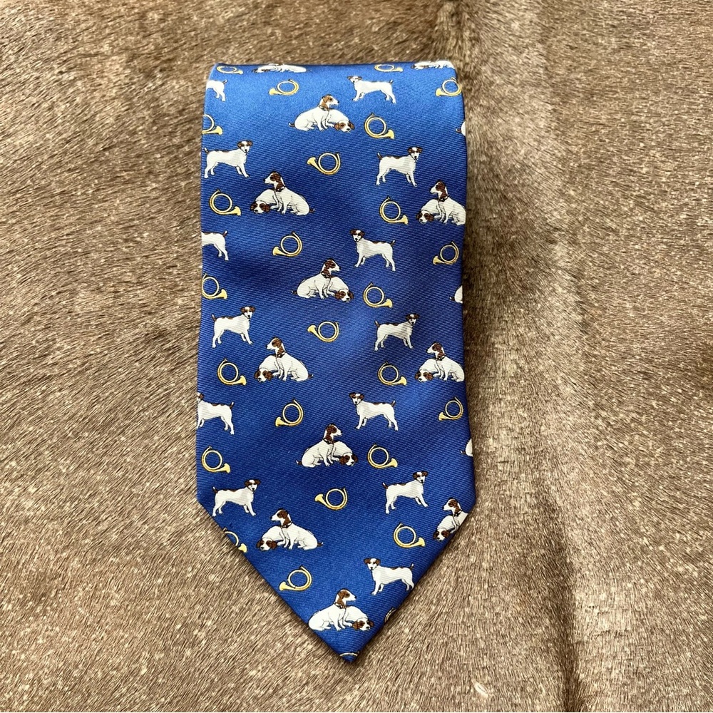 Dormeuil Beagle Hunting Fox Horn Silk Tie